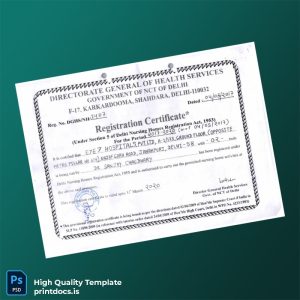 Printable India Directorate General of Health Services Registration Certificate Template (Word & PDF) Image Preview