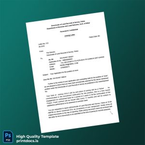 Printable India Directorate of Land Records Survey Employment Verification Letter Template (Word & PDF) Image Preview - PrintDocs