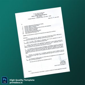 Printable India Directorate of Motor Vehicles Driving License and Registration Certificate Template (Word & PDF) Image Preview - PrintDocs