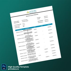 India Electronic Account Statement Template in Word and PDF formats