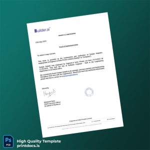 Printable India Engineer ai India Private Limited Proof of Employment Letter Template (Word & PDF) Image Preview - PrintDocs