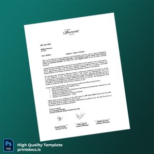 Printable India Fairmont Mumbai Employment Verification Letter Template (Word & PDF) Image Preview - PrintDocs