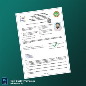 Printable India Food and Drugs Administration Registration Certificate Template (Word & PDF) Image Preview - PrintDocs