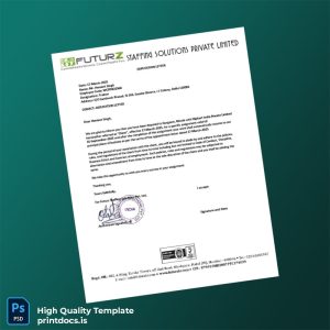 Printable India Futurz Staffing Solutions Pvt Ltd Appointment Letter With Deputation Template (Word & PDF) Image Preview - PrintDocs