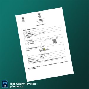 Printable India GST Registration Certificate Template (Word & PDF) Image Preview