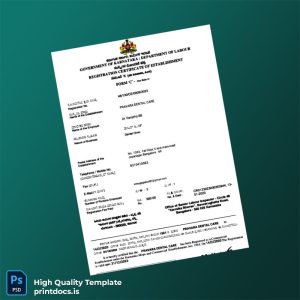 Printable India Government Clinic Registration Certificate Template (Word & PDF) Image Preview