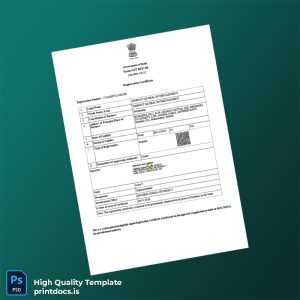Printable India Government GST Registration Certificate Template (Word & PDF) Image Preview