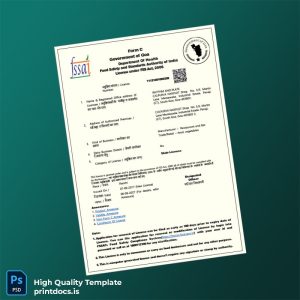 Printable India Government of India Registration Certificate Template (Word & PDF) Image Preview - PrintDocs