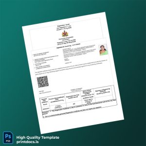 Printable India Government of Karnataka Registration Certificate Template (Word & PDF) Image Preview
