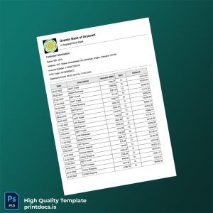 India Gramin Bank of Aryavart Bank Statement Template in Word and PDF formats