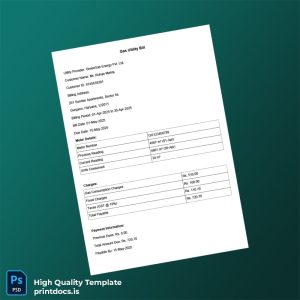 India GreenGas Energy Pvt Ltd Editable Gas Bill Template in Word and PDF formats