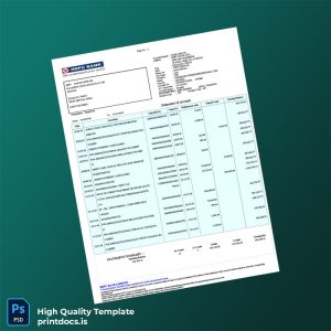 India HDFC Bank Account Statement Template in Word and PDF formats