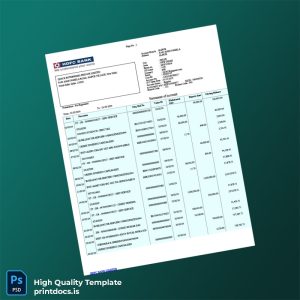 India HDFC Bank Statement Template in Word and PDF formats