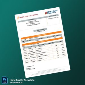 India ICICI Bank Credit Card Statement Template in Word and PDF formats