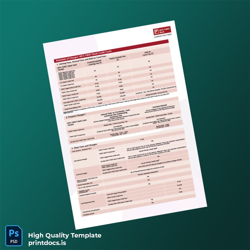 India IDFC FIRST Bank Editable Bank Statement Template in Word and PDF formats page 5