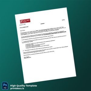 Printable India IDFC FIRST Bank Employment Verification Letter Template (Word & PDF) Image Preview - PrintDocs