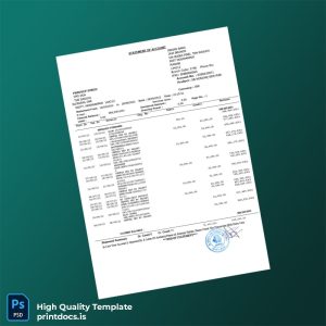 India Indian Bank Bank Statement Template in Word and PDF formats