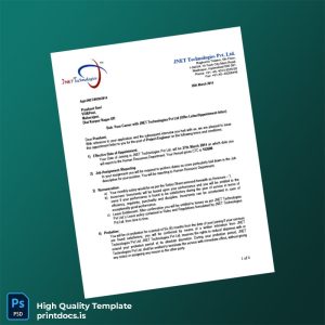 Printable India JNET Technologies Pvt Ltd Employment Verification Letter Template (Word & PDF) Image Preview - PrintDocs