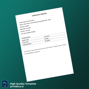 India Jio Editable Internet Bill Template in Word and PDF formats