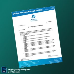 Printable India Kcloud Technologies Employment Verification Letter Template (Word & PDF) Image Preview - PrintDocs