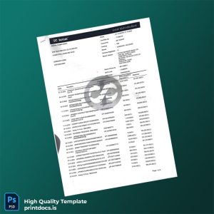 India Kotak Mahindra Bank Statement Template in Word and PDF formats