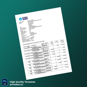 India LOTUS SAVING BANK Account Statement Template in Word and PDF formats