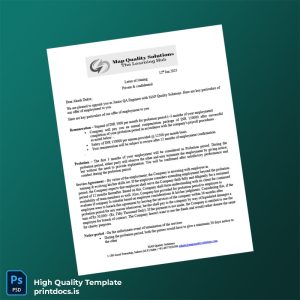 Printable India MAP Quality Solutions Employment Verification Letter Template (Word & PDF) Image Preview - PrintDocs