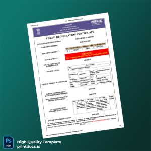 Printable India MSME-DI Udyam Registration Certificate Template (Word & PDF) Image Preview - PrintDocs