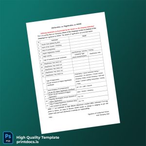 Printable India MSME Registration Declaration Template (Word & PDF) Image Preview - PrintDocs
