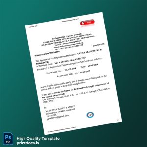 Printable India Maharashtra Nursing Council Registration Certificate Template (Word & PDF) Image Preview