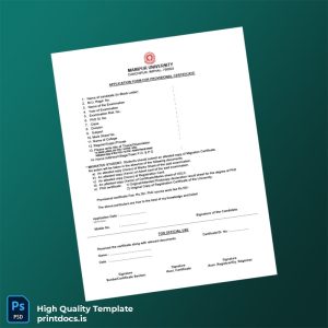 Printable India Manipur University Provisional Certificate Template (Word & PDF) Image Preview - PrintDocs