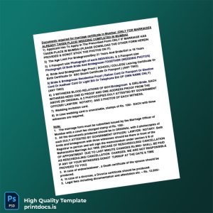 Printable India Marriage Registration Certificate Template (Word & PDF) Image Preview - PrintDocs