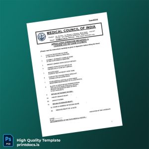 Printable India Medical Council Certificate of Good Standing Template (Word & PDF) Image Preview - PrintDocs