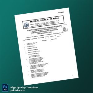 Printable India Medical Council Provisional Permanent Registration Form Template (Word & PDF) Image Preview - PrintDocs