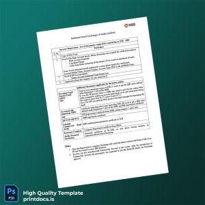 Printable India National Stock Exchange Investor Registration Checklist Template (Word & PDF) Image Preview - PrintDocs