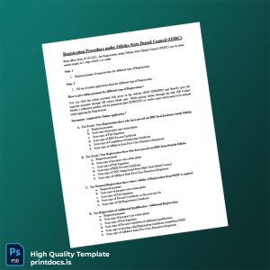 Printable India Odisha State Dental Council Registration Certificate Template (Word & PDF) Image Preview - PrintDocs