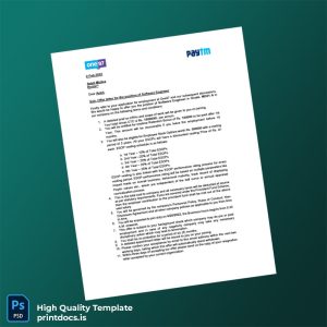 Printable India One97 Communications Ltd Employment Verification Letter Template (Word & PDF) Image Preview - PrintDocs