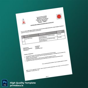 Printable India Ordnance Factory Board Vendor Registration Certificate Template (Word & PDF) Image Preview - PrintDocs