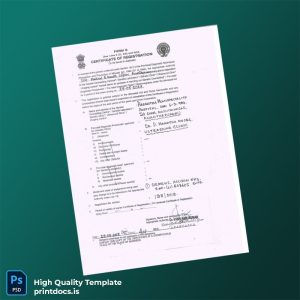 Printable India PCPNDT Registration Certificate Template (Word & PDF) Image Preview - PrintDocs
