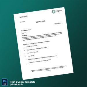 Printable India Prakash Kumar Kona Employment Verification Letter Template (Word & PDF) Image Preview - PrintDocs