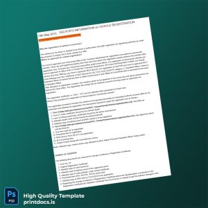 Printable India RTO Vehicle Registration Information Document in Word and PDF formats Image Preview - PrintDocs