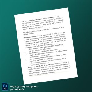 Printable India Registrar of Cooperative Societies Registration Certificate Template (Word & PDF) Image Preview - PrintDocs