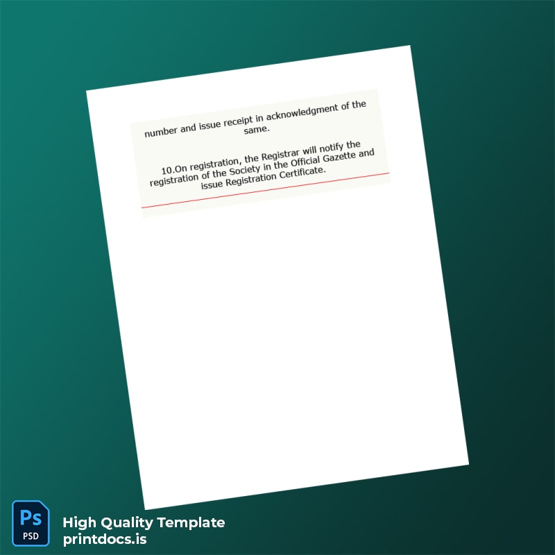 Printable India Registrar of Cooperative Societies Registration Certificate Template in Word and PDF formats page 4 Image Preview - PrintDocs