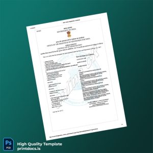 Printable India Registrar of Newspapers for India Registration Certificate Template (Word & PDF) Image Preview