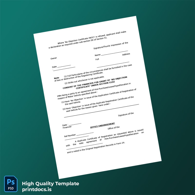 Printable India Registration Certificate Template in Word and PDF formats page 2 Image Preview