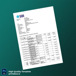 India Reserve Bank Of India Bank Statement Template in Word and PDF formats