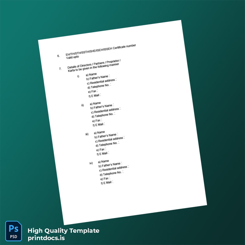 Printable India Rubber Board RCMC Registration Certificate Template in Word and PDF formats page 2 Image Preview - PrintDocs