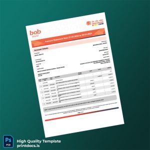 India SBA Account Statement Template in Word and PDF formats