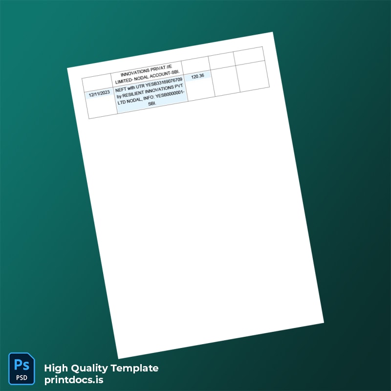 India State Bank of India Bank Statement Template in Word and PDF formats page 4