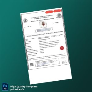 Printable India State DMLT DMRT Registration Certificate Template (Word & PDF) Image Preview - PrintDocs